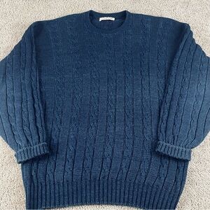 Vintage McGeorge Scotland Sweater L Cable Knit 100% Cotton Preppy Fisherman T387